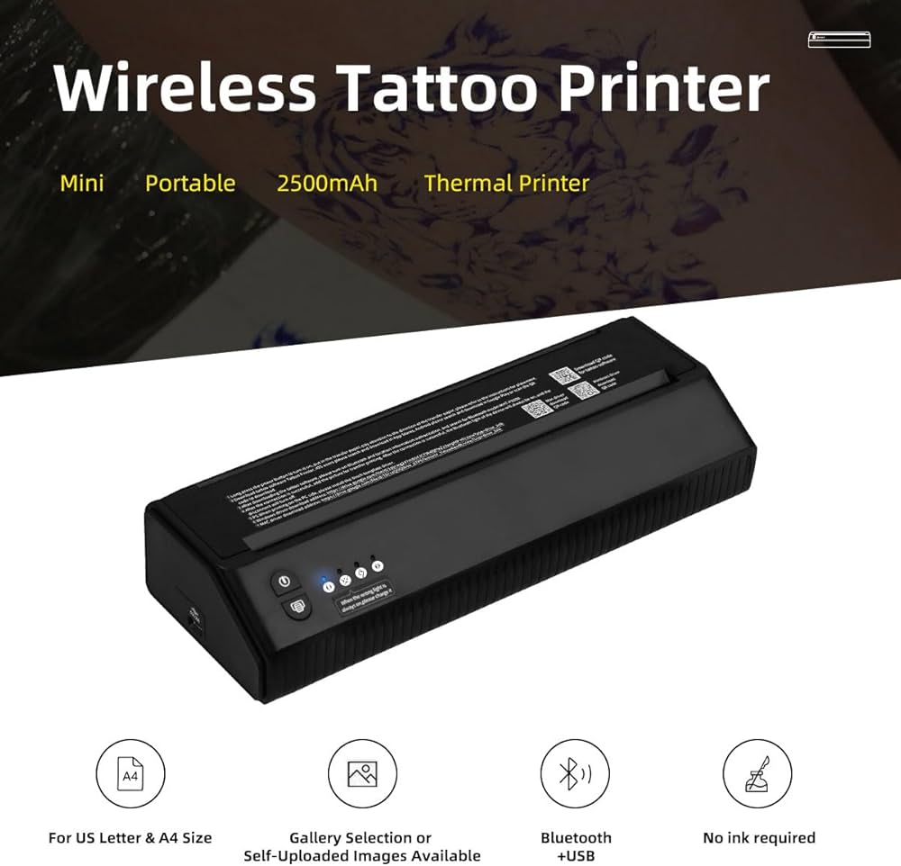 Dragoart MHT-P8008 Impressora de estêncil de tatuagem, Bluetooth